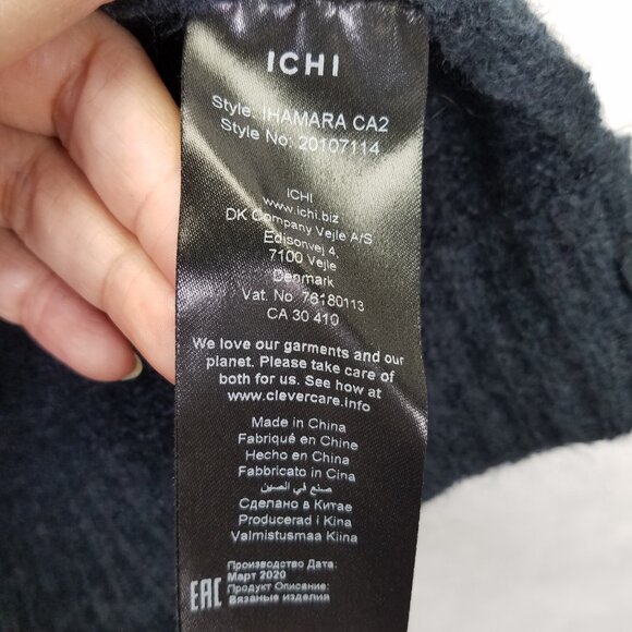 Ichi Ihamara Cardigan Women's Large Navy Blue Long Sleeve Open Sweater Alpaca - Picture 11 of 15